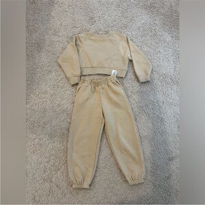 Zara kids top sweater and sweatpants joggers set beige size 7 Y